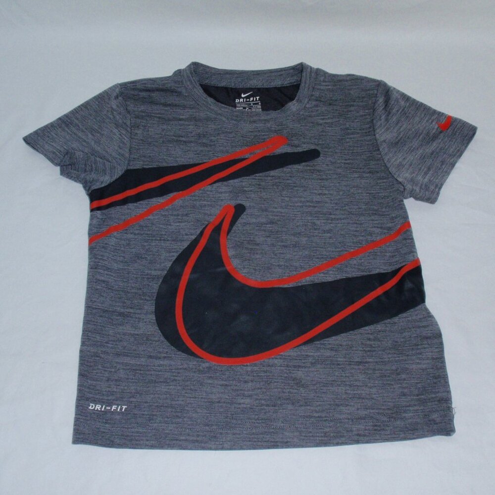 Nike Boys Gray Red Short Sleeve T-shirt Sz 7 L